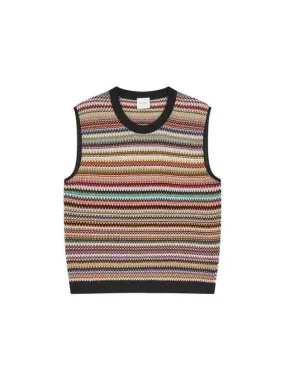 Overseas Station Season Big Chance 8 18 Women s Striped Pattern Knit Vest Black 271020