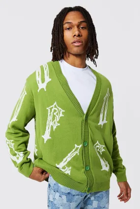 Oversized Graffiti Knitted Cardigan