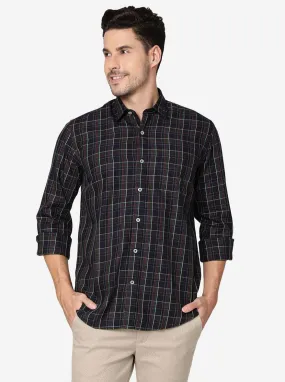 Peacoat Blue Checked Slim Fit Semi Casual Shirt | JadeBlue