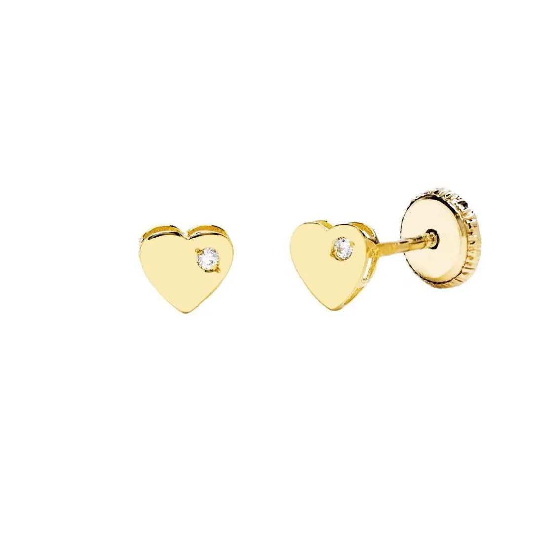 Pendientes Bebés Corazón Circonita Oro 9k