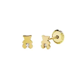 Pendientes Bebés Oso con Circonita Oro 18k