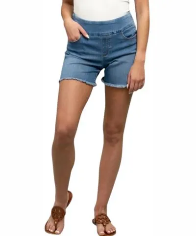 Pine Apparel Fray Hem Short In Denim