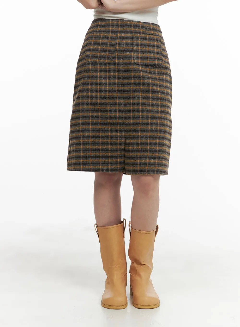 Plaid Midi Skirt OM422