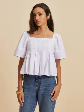 Pleated Crew Neck Blouse