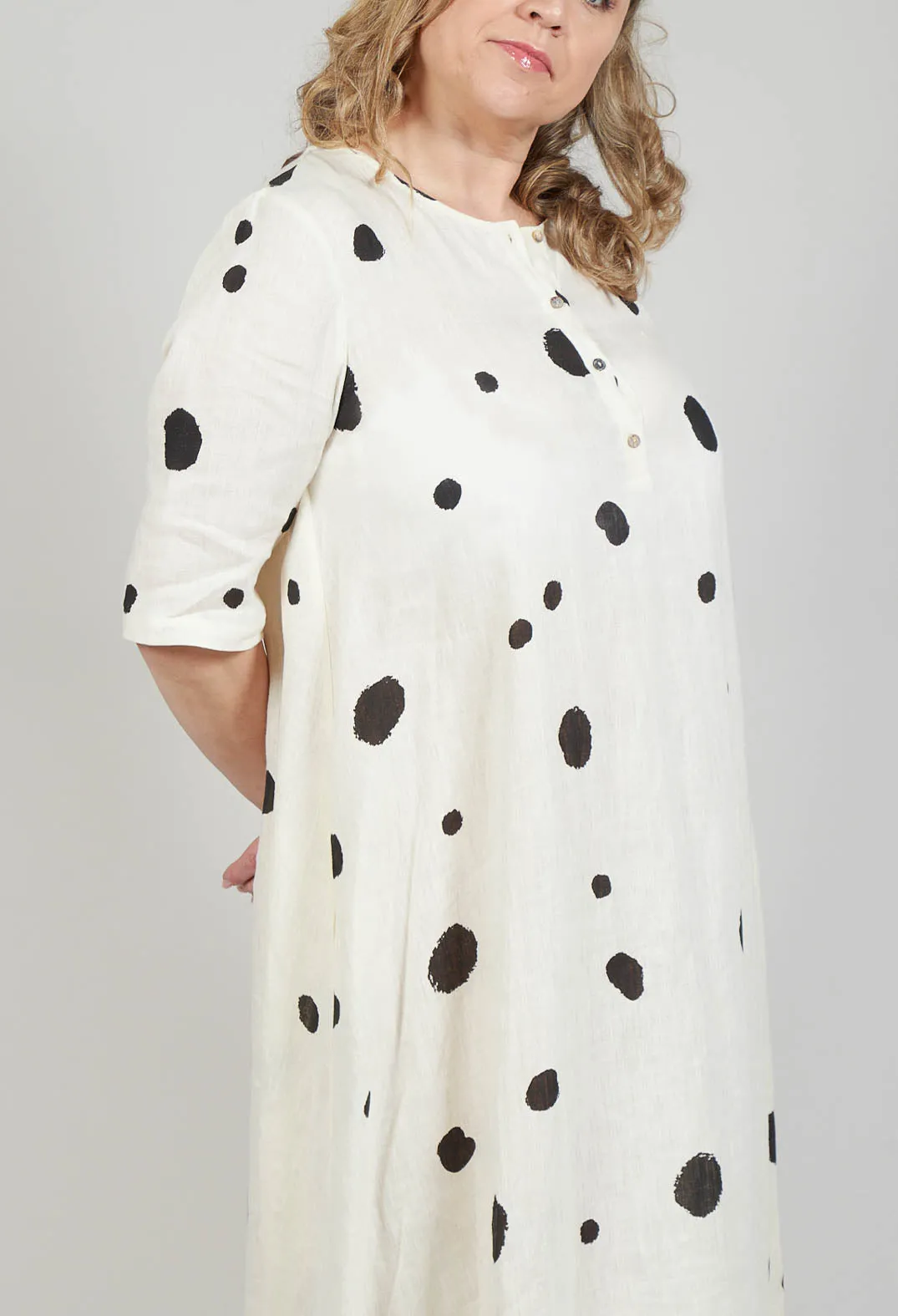 Polka Dot Smock Dress in Pois Nero