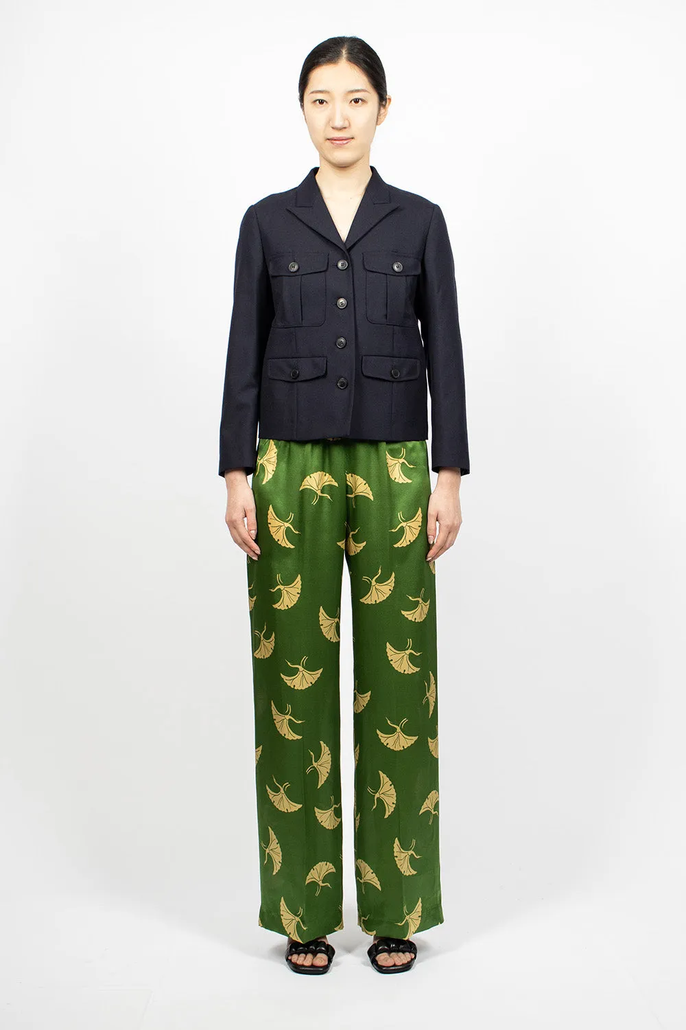 Printed Silk Pants Green