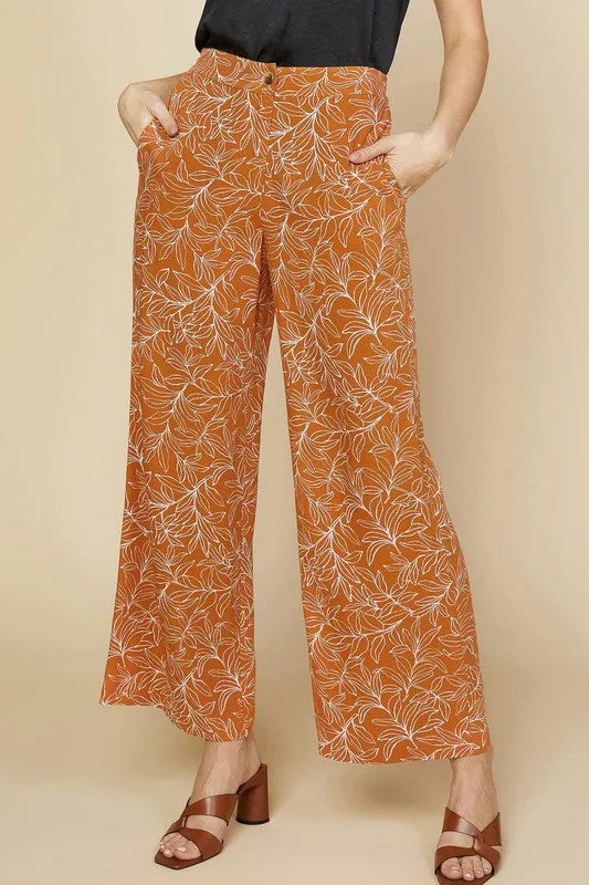 PRINTED WAIT PANTS - CLAY