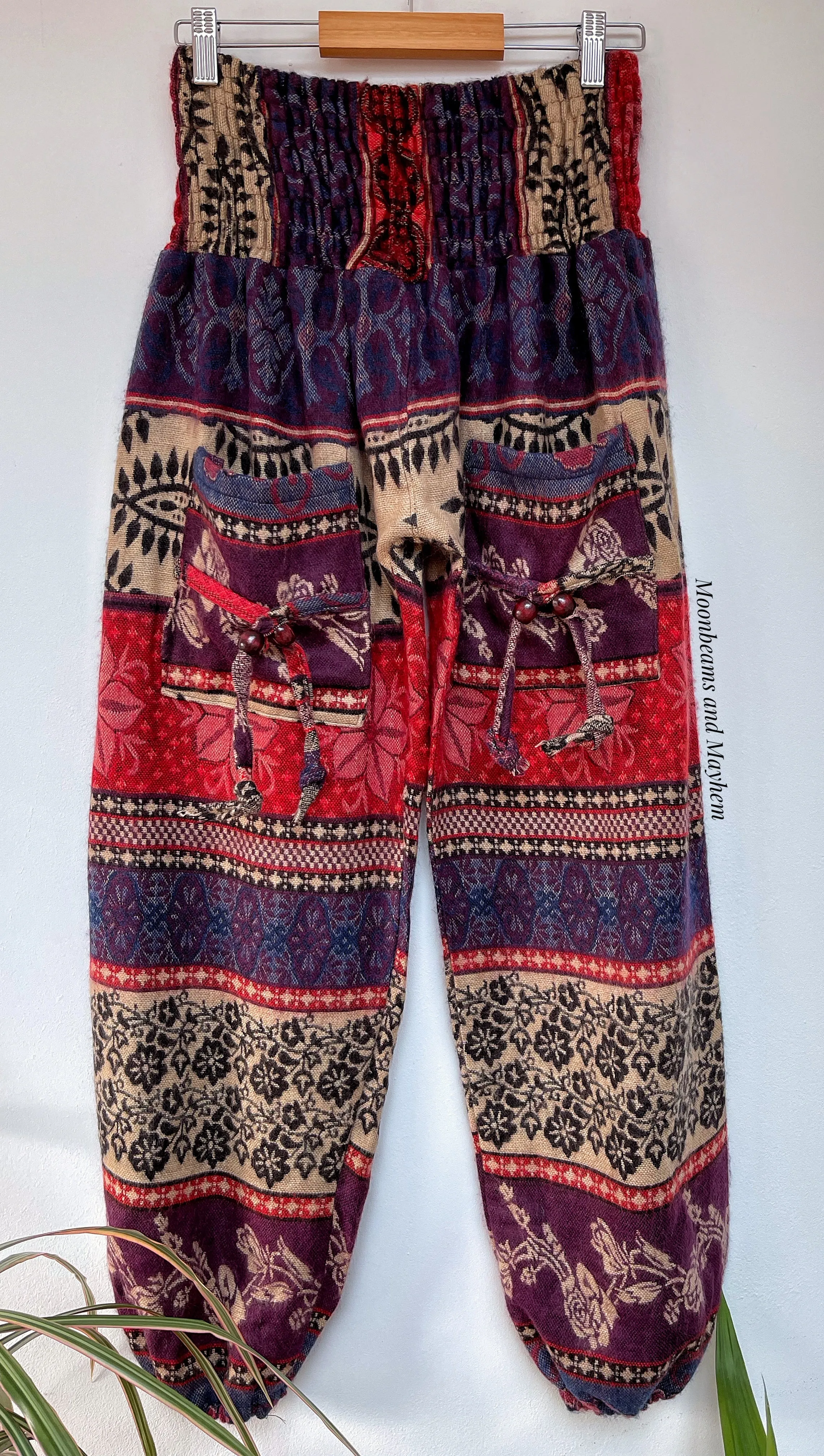 PURPLE RAIN WINTER FLEECE HAREM PANTS / TROUSERS SIZE S / M