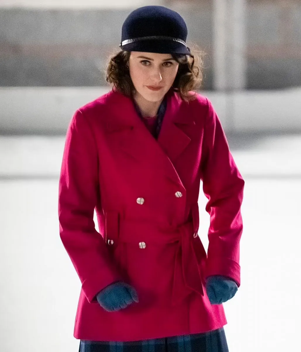 Rachel Brosnahan The Marvelous Mrs Season 05 Red Peacoat