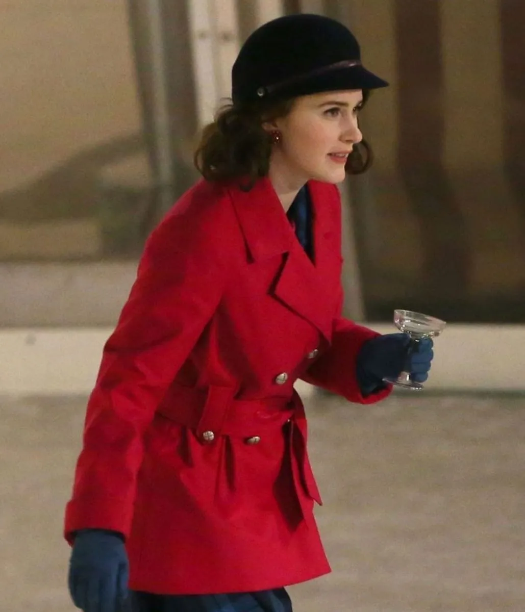 Rachel Brosnahan The Marvelous Mrs Season 05 Red Peacoat