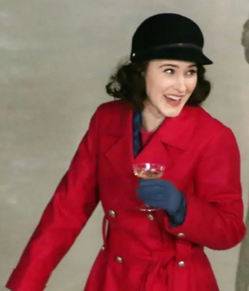 Rachel Brosnahan The Marvelous Mrs Season 05 Red Peacoat