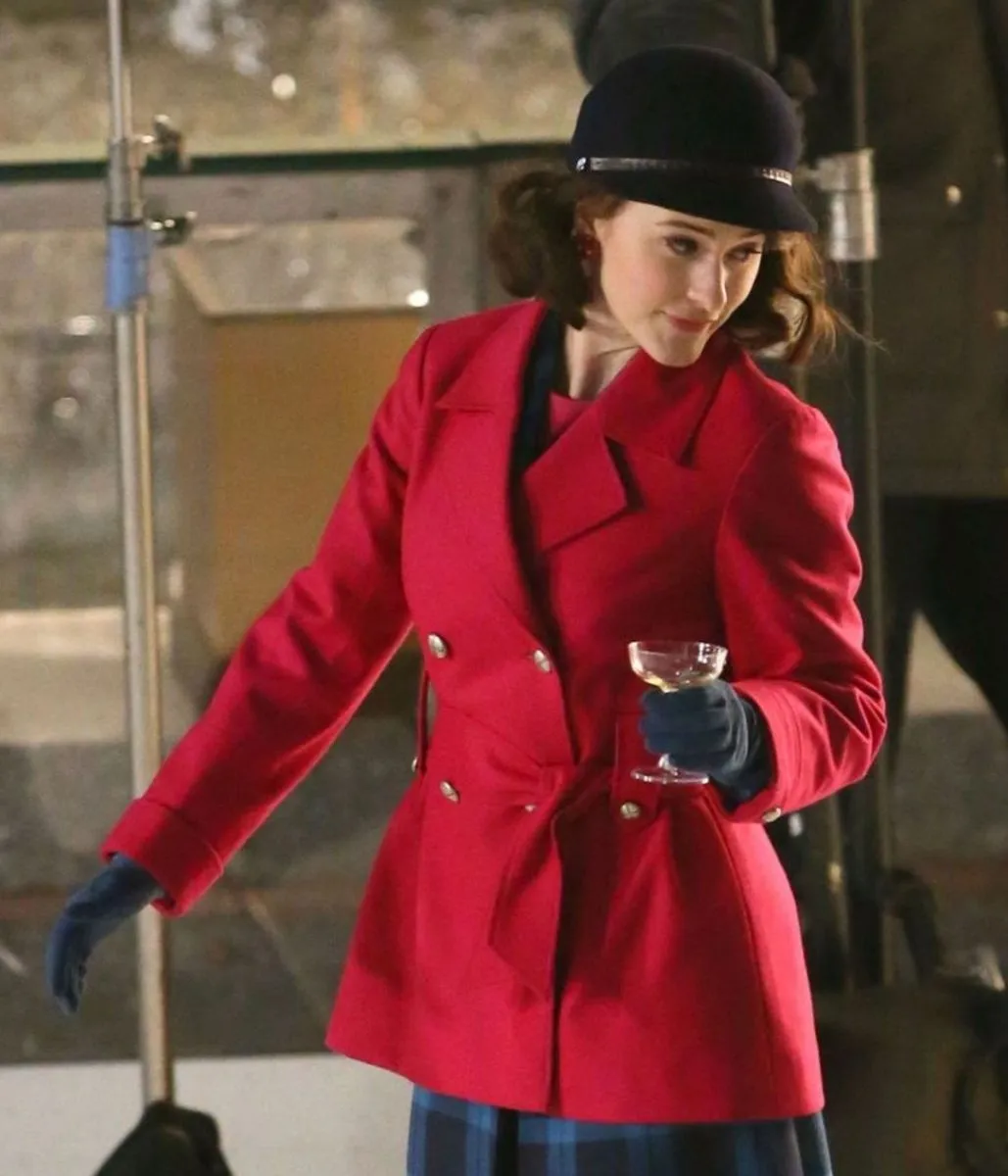 Rachel Brosnahan The Marvelous Mrs Season 05 Red Peacoat