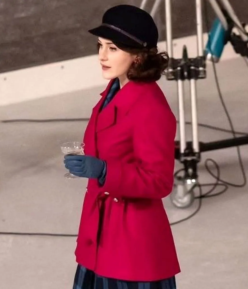 Rachel Brosnahan The Marvelous Mrs Season 05 Red Peacoat