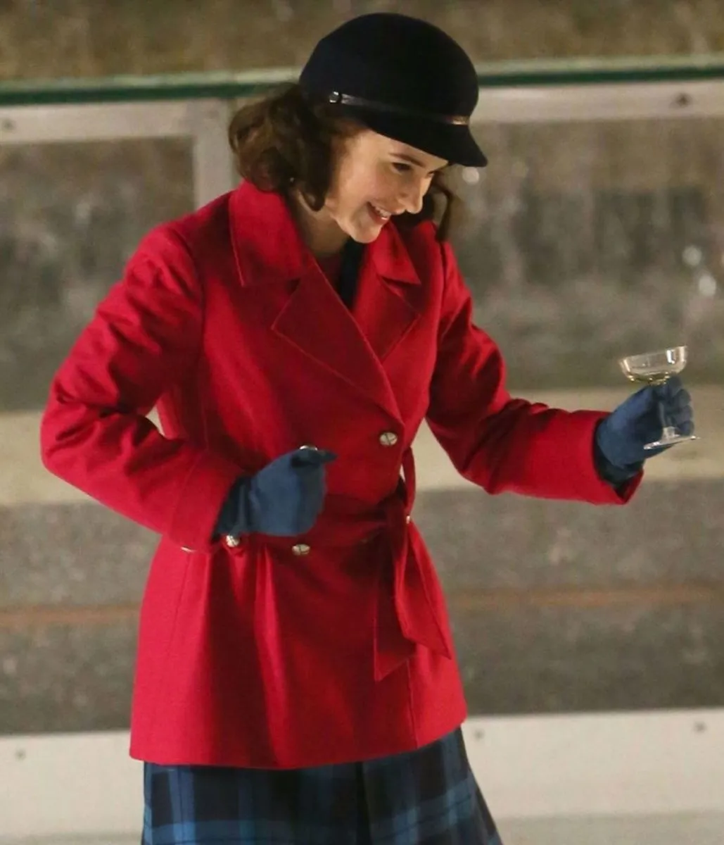 Rachel Brosnahan The Marvelous Mrs Season 05 Red Peacoat