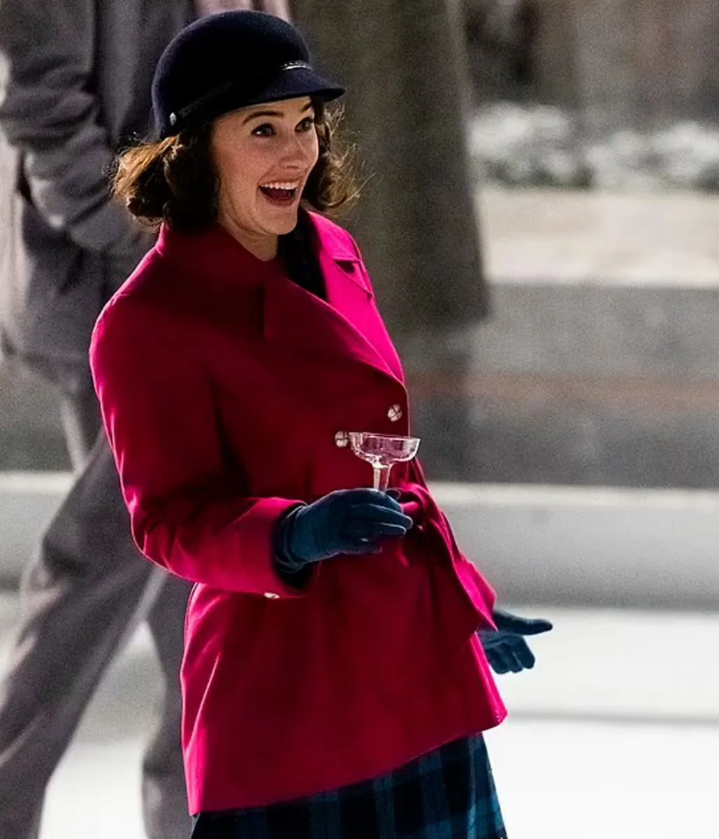 Rachel Brosnahan The Marvelous Mrs Season 05 Red Peacoat