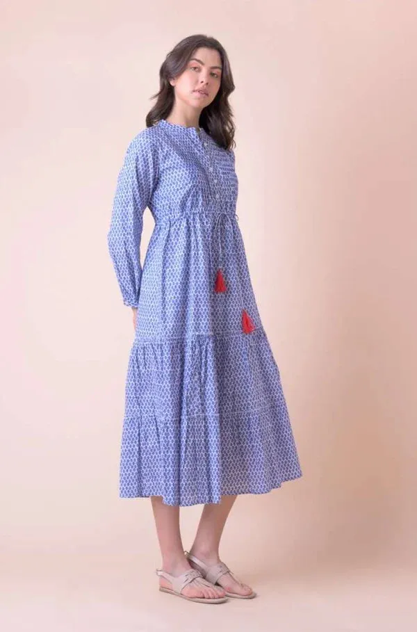 Sacs of Ashbourne   Handprint Dream Apparel Corfu Dress Tulip Blue