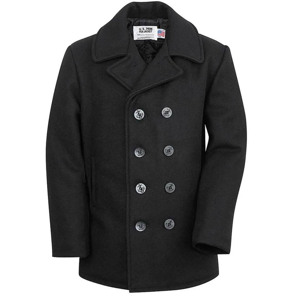 Schott NYC Mens 740 Naval Peacoat in Melton Wool