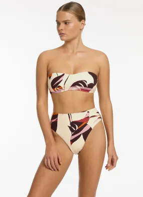 Shadow Palm High Leg Bikini Bottom - Port