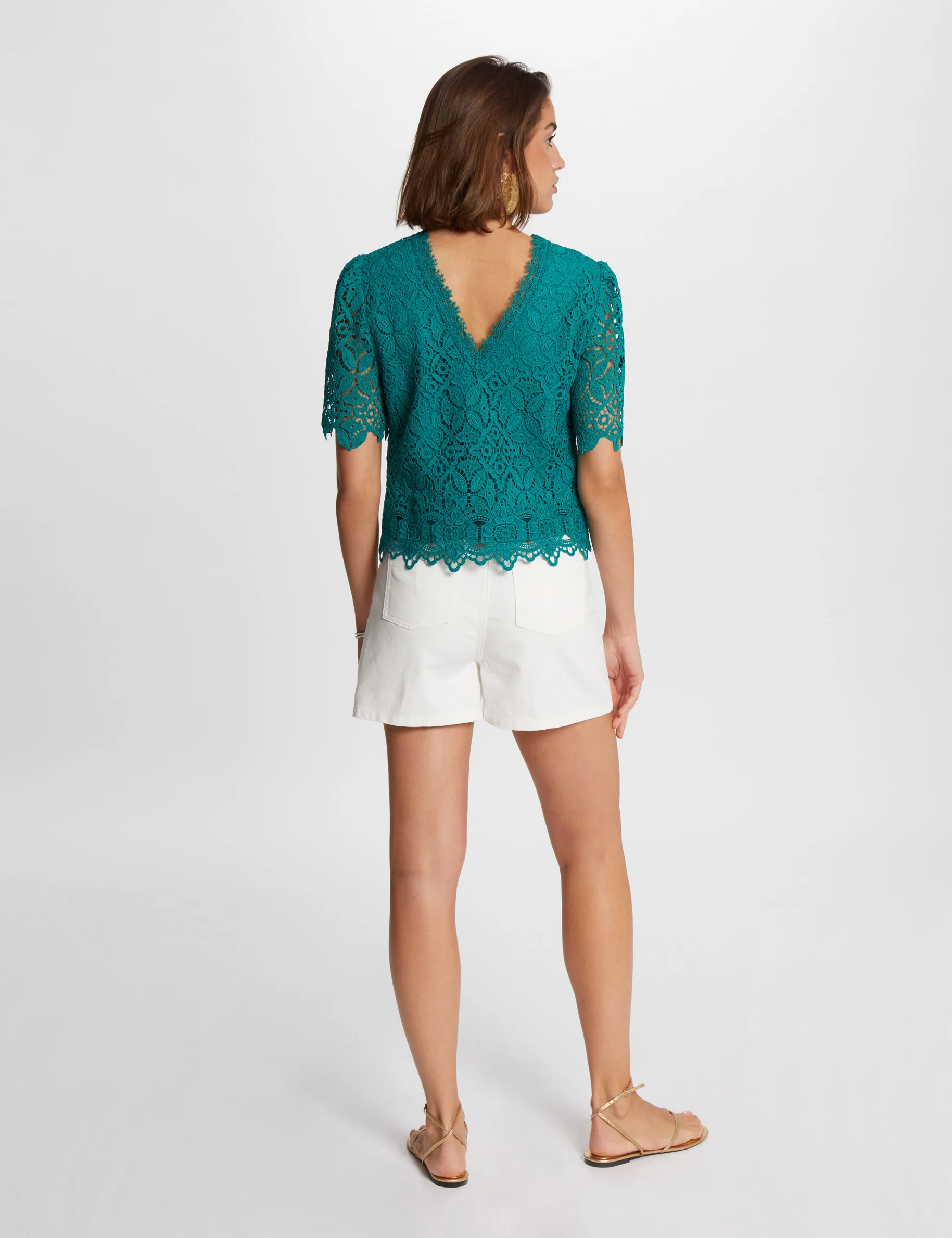 Short-sleeved blouse mid-green women