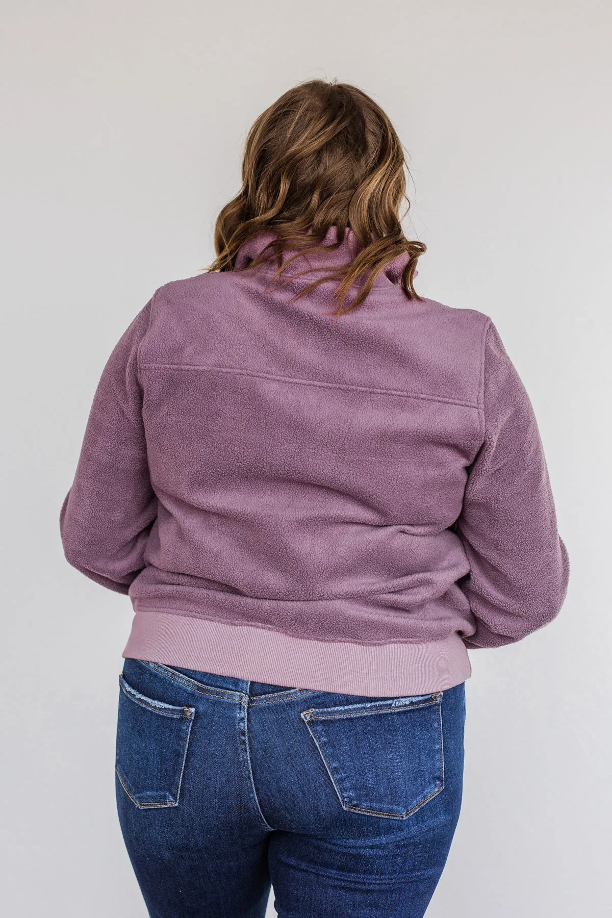 Simple Days Plush Button Pullover- Purple