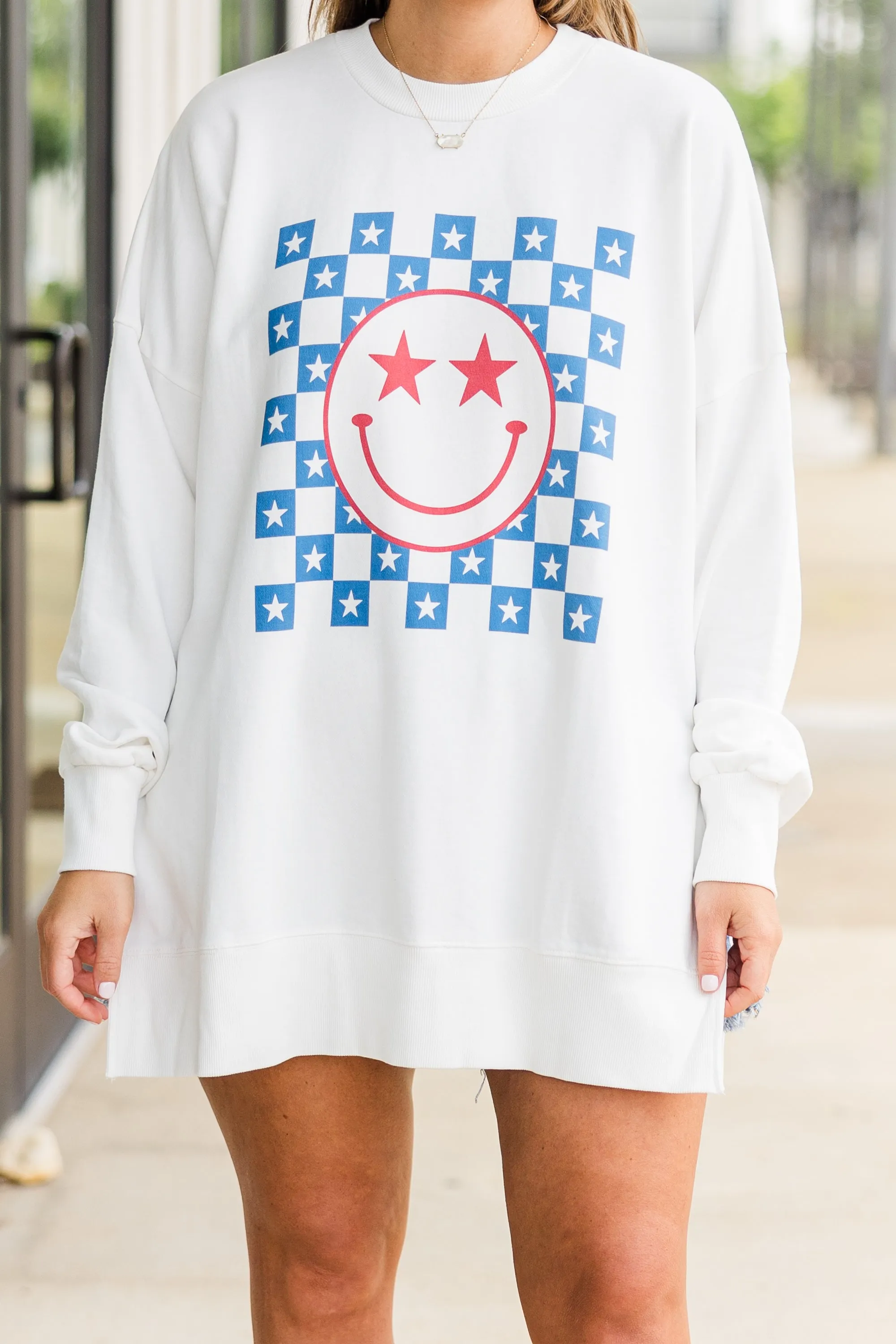 Starry Eyed Cozy Crewneck, White