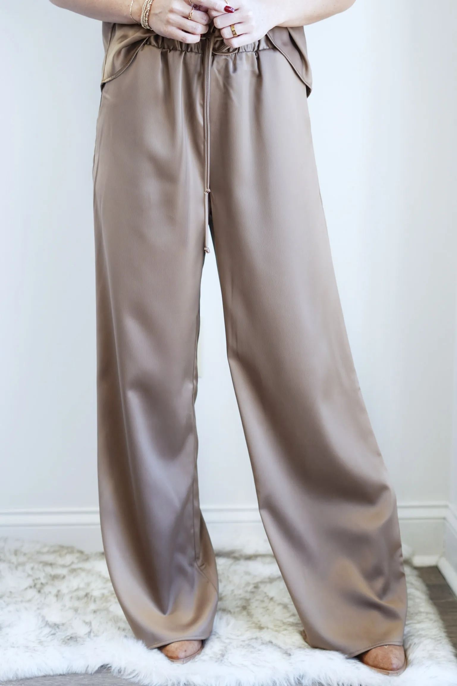 Stella Satin Tie Waist Pants