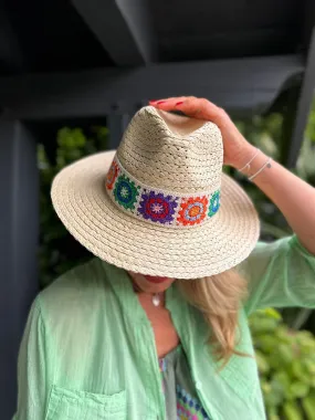 Stone Crochet Detail Weave Hat