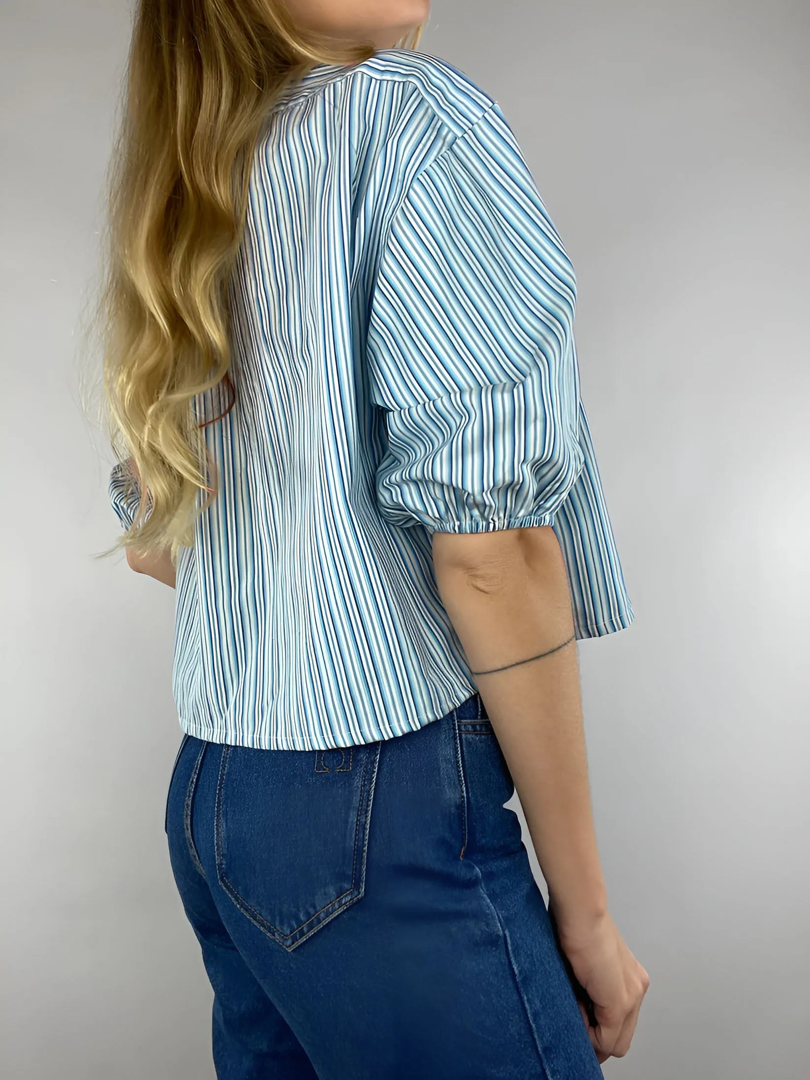 Stripe Tie Neck Blouse