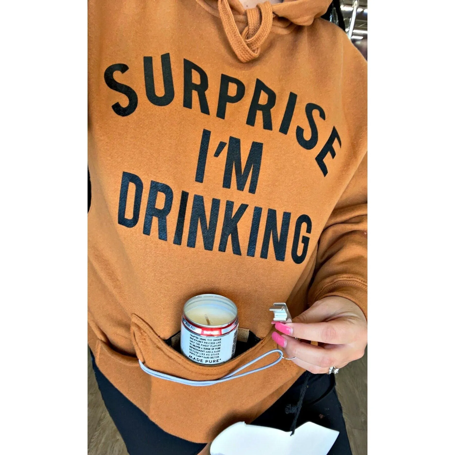 Surprise Hoodie with Koozie and Bottle opener