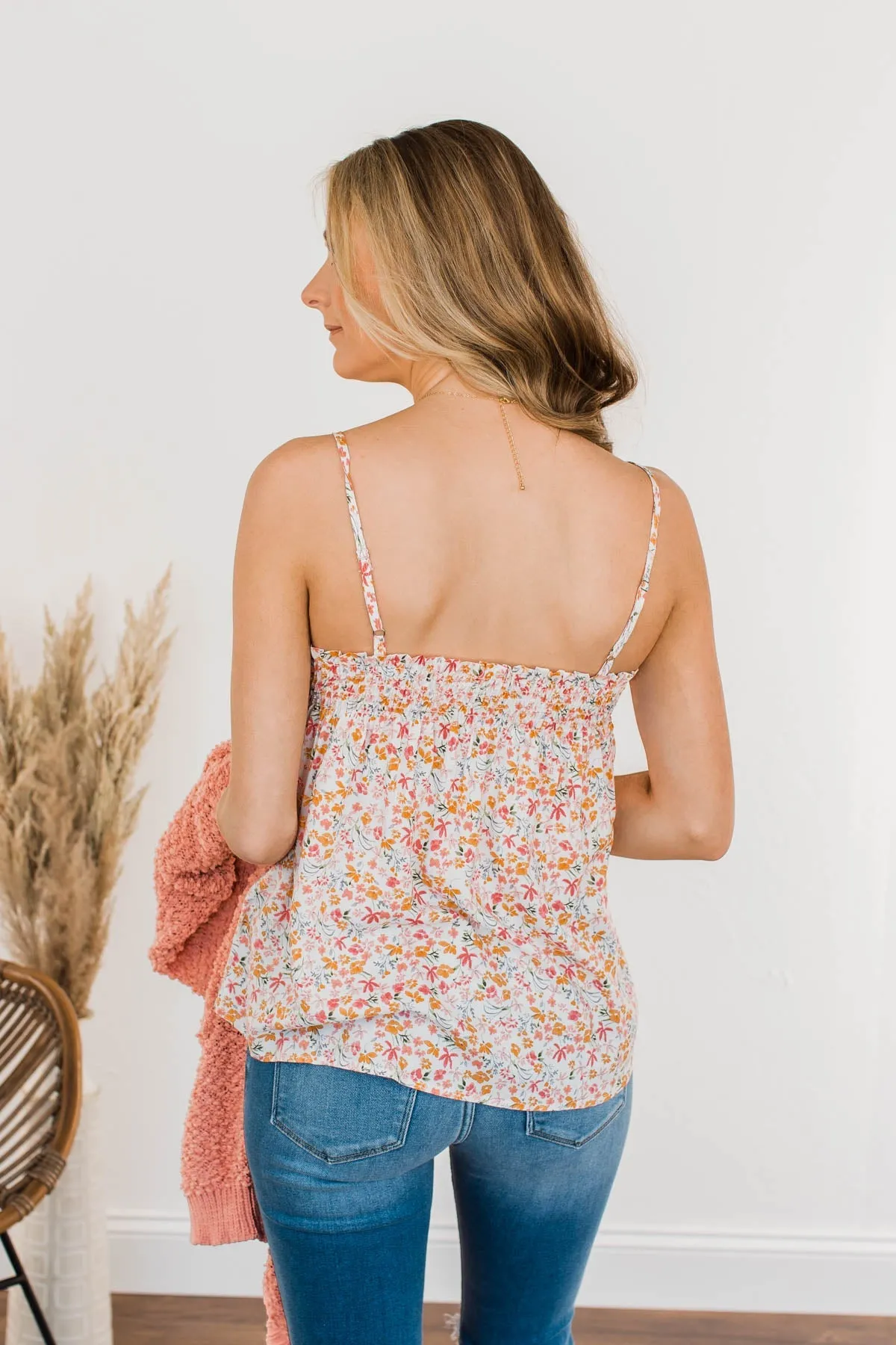 The Cutest Flower In The Field Floral Tank Top- Ivory