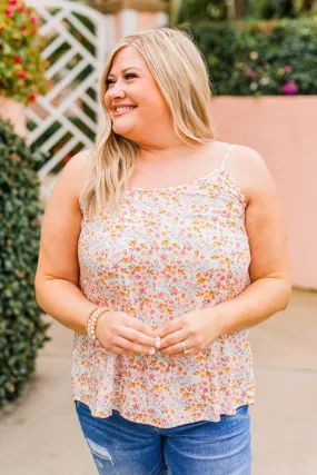 The Cutest Flower In The Field Floral Tank Top- Ivory