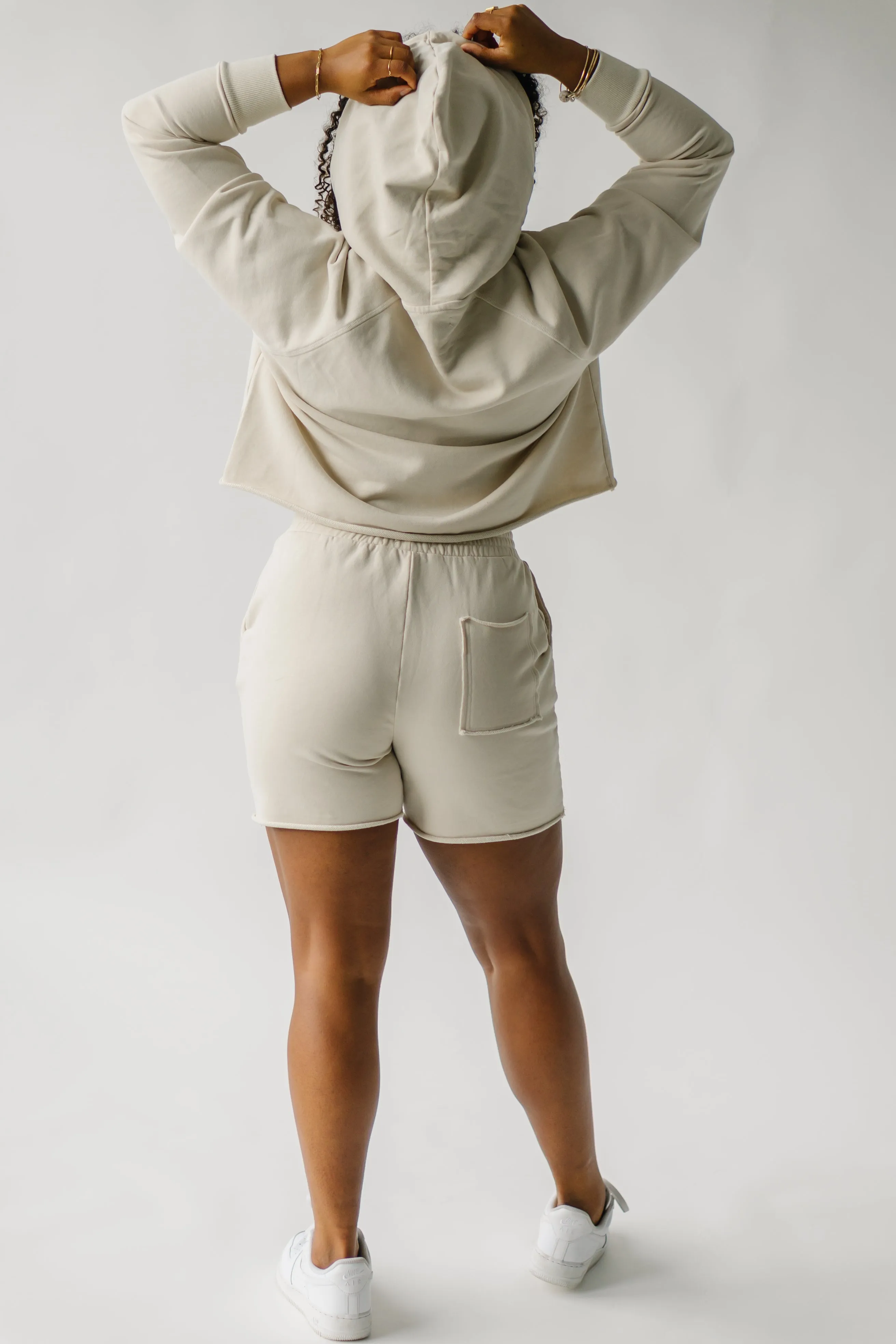 The Gretel Raw Edge Sweat-Shorts in Bone