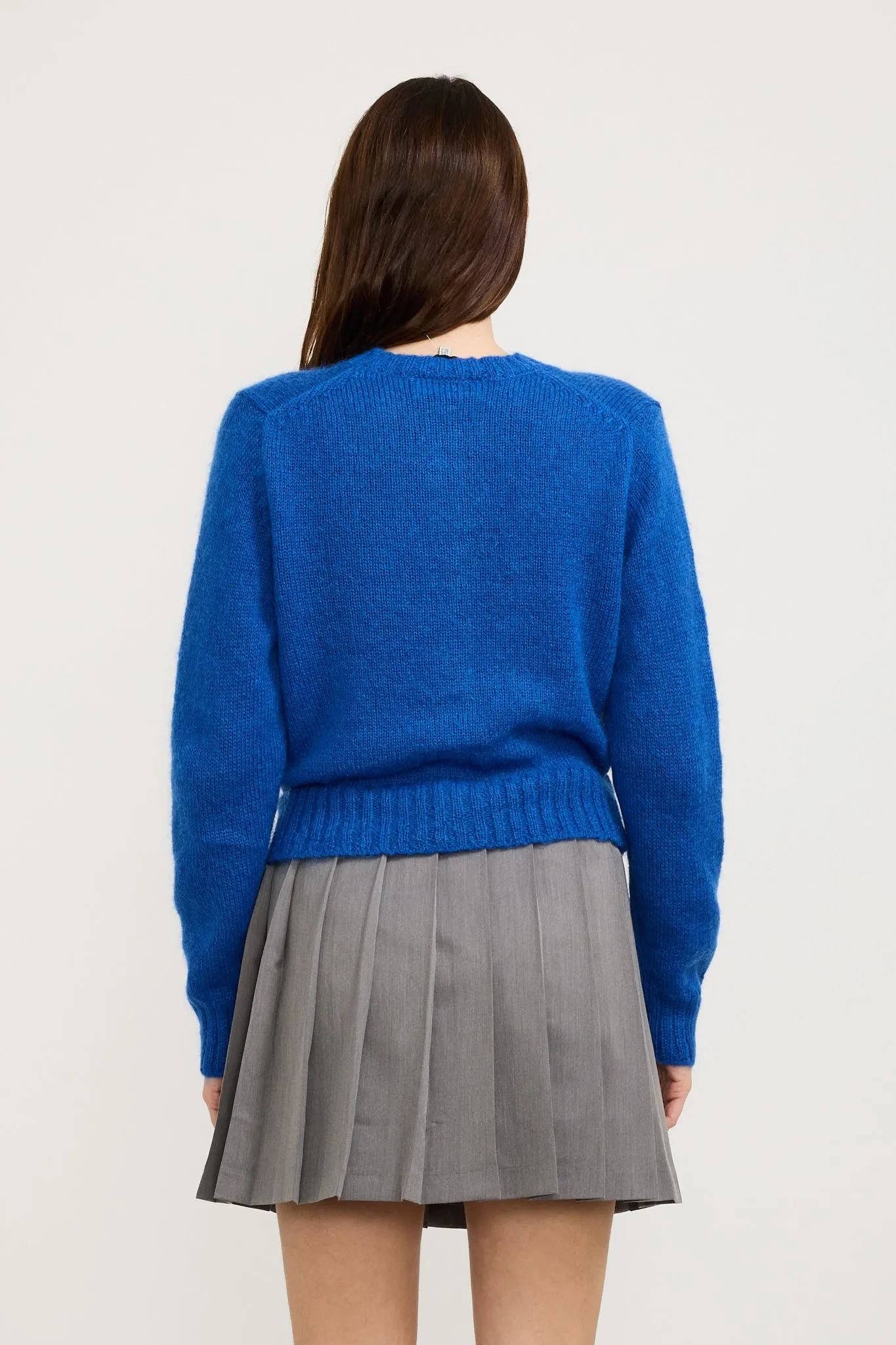 Unisex Crewneck Knit Cardigan Blue