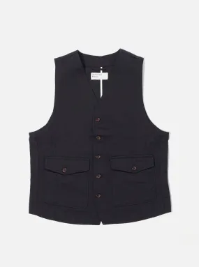 Universal Works Field Waistcoat in Black Twill