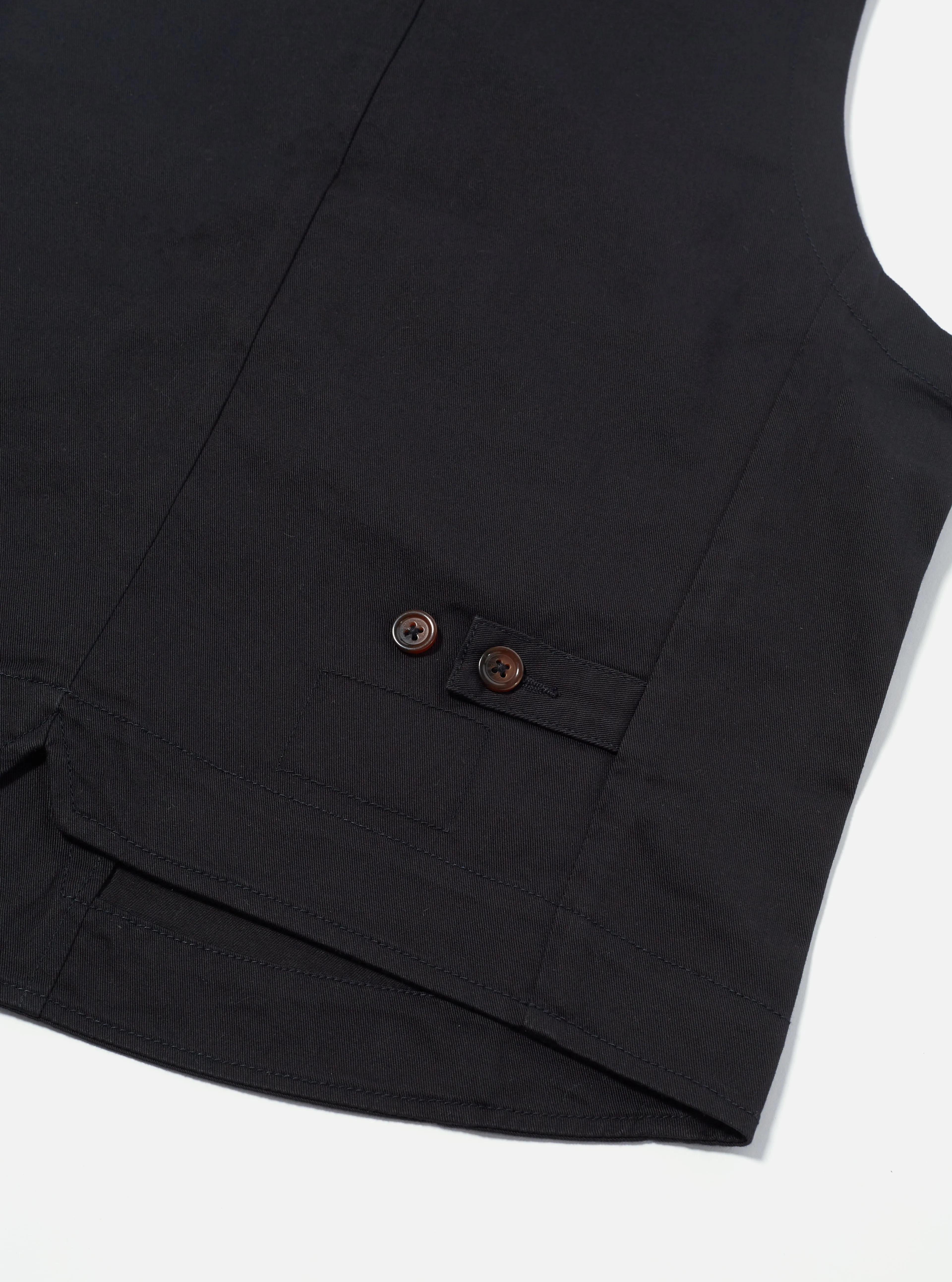 Universal Works Field Waistcoat in Black Twill