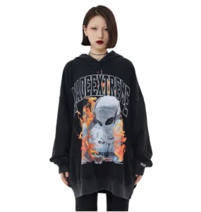 Up In Flames Oversized Y2K Hoodie