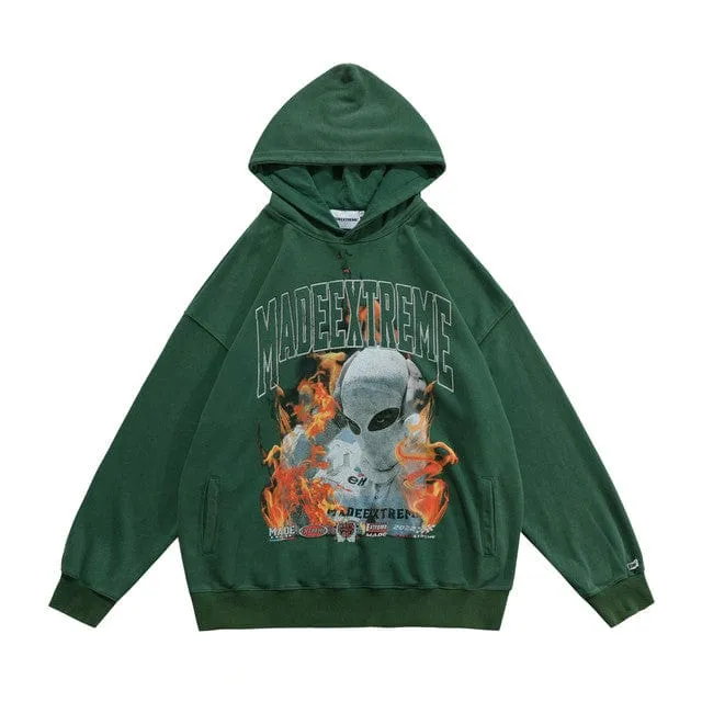 Up In Flames Oversized Y2K Hoodie