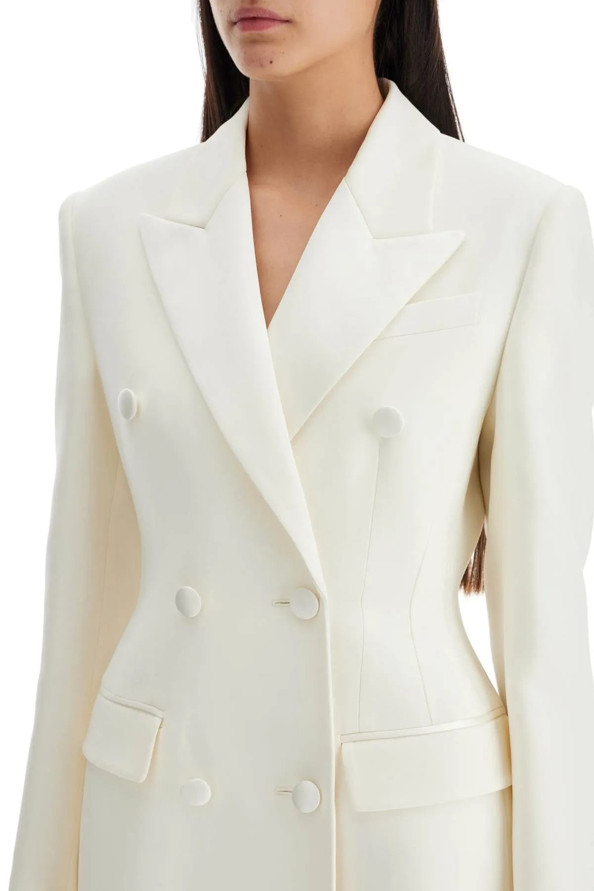 Versace Long Hourglass Smoking Jacket With A Long   White