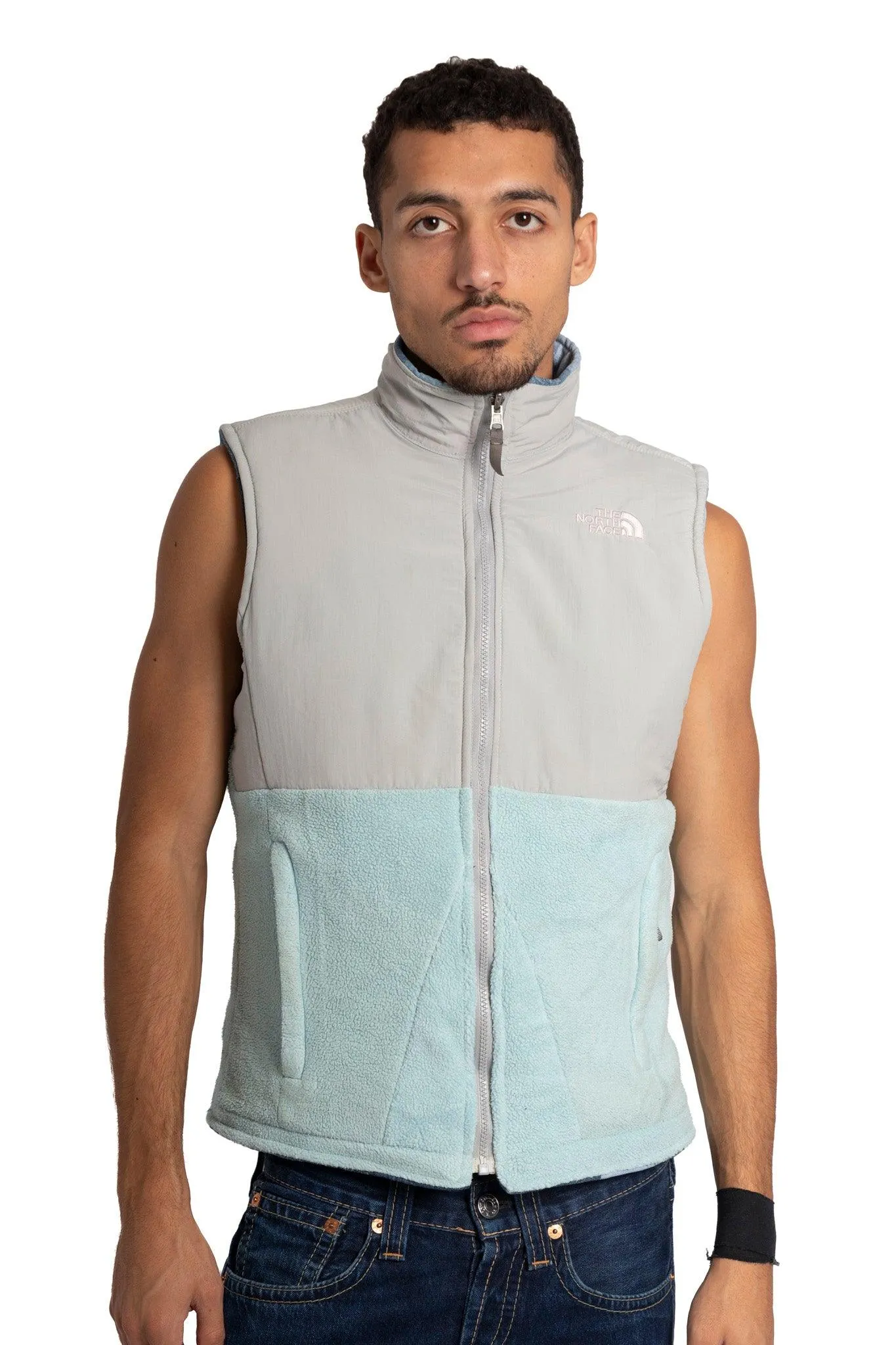 VT Rework: Reversible North Face Zip Up Denim Vest