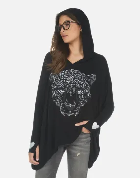 Wilma Hooded Pullover - Heart Leopard