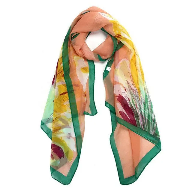 woman scarf Chiffon Daffodils Women Scarf Shawl Scarf Scarves Wrap Stole Warm for  GS