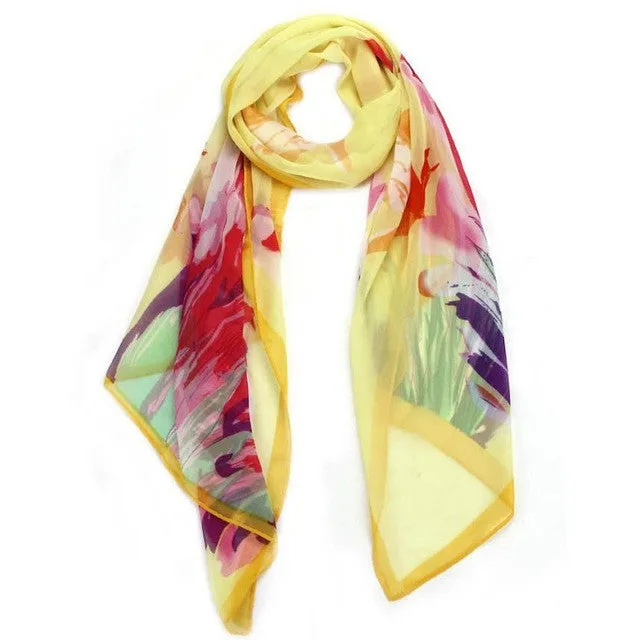 woman scarf Chiffon Daffodils Women Scarf Shawl Scarf Scarves Wrap Stole Warm for  GS