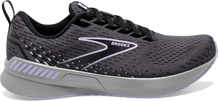 Women's Brooks Levitate 5, Ebony/Black/Lilac, 7 B Medium