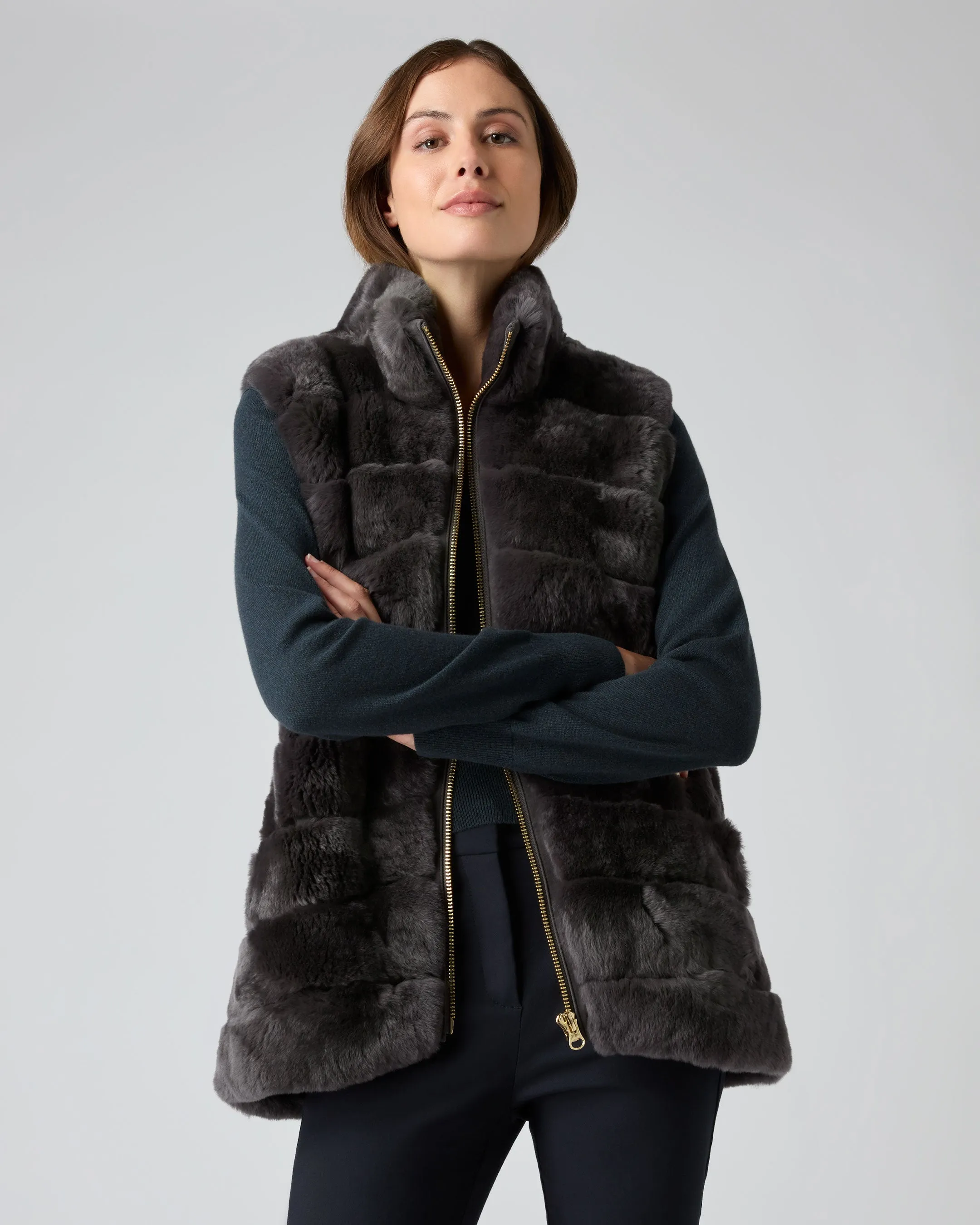 Women's Nova Fur Gilet Dark Grey