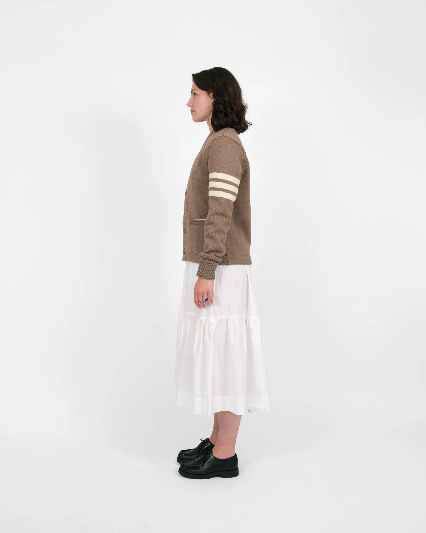 Women's Varsity Cardigan - Café / Off-White