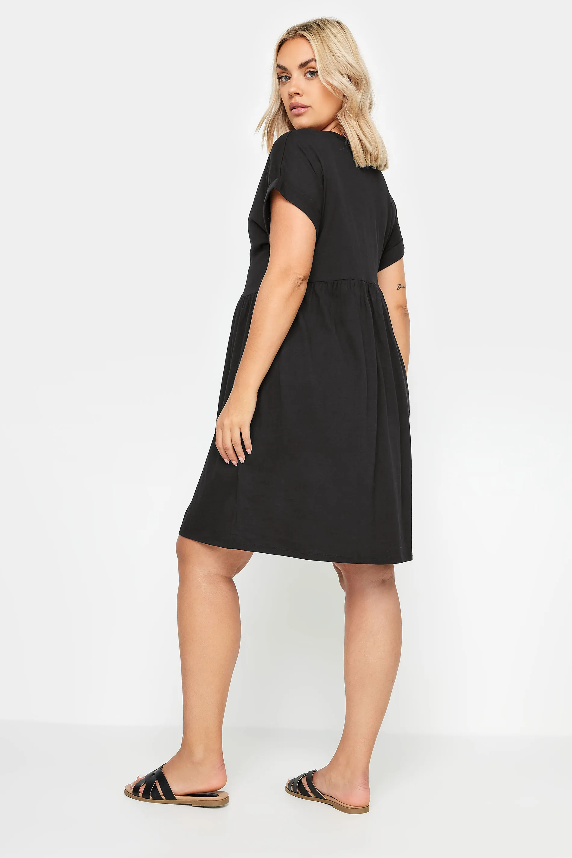 YOURS Curve Black Button Front Smock Dress