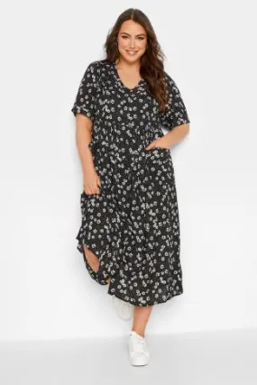 YOURS Curve Black Daisy Print Smock Dress