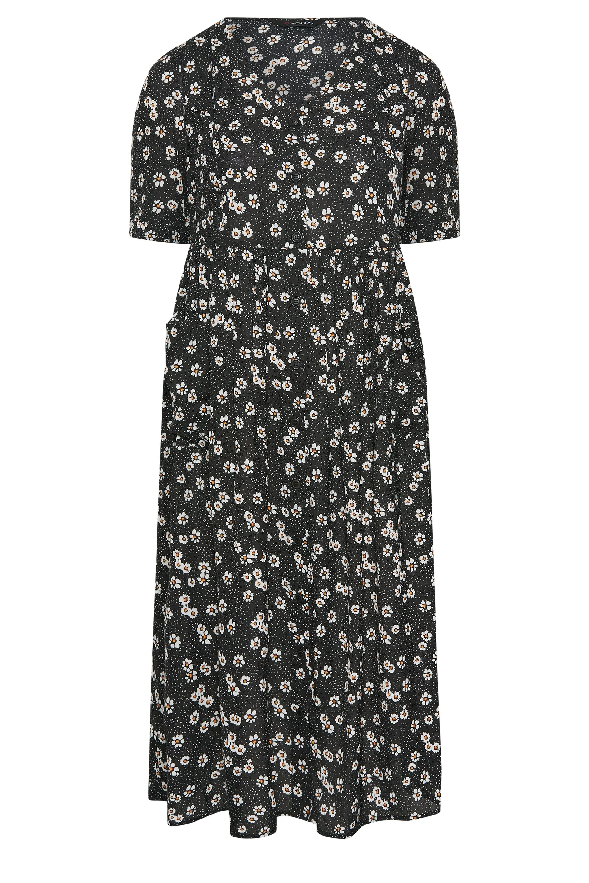 YOURS Curve Black Daisy Print Smock Dress