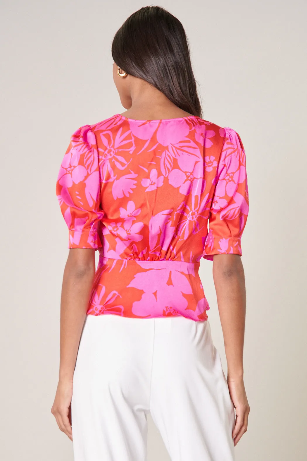 Zadie Floral Puff Sleeve Peplum Blouse